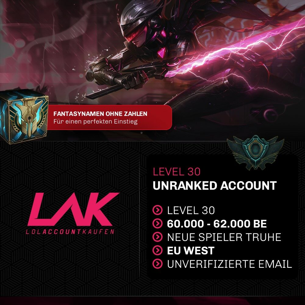 Unranked euw lol account kaufen 61000 blaue essenzen